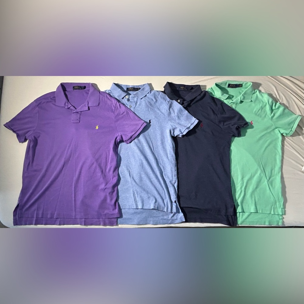 4 Polo by Ralph Lauren Men's 100% Soft Cotton Polo Shirts Large
